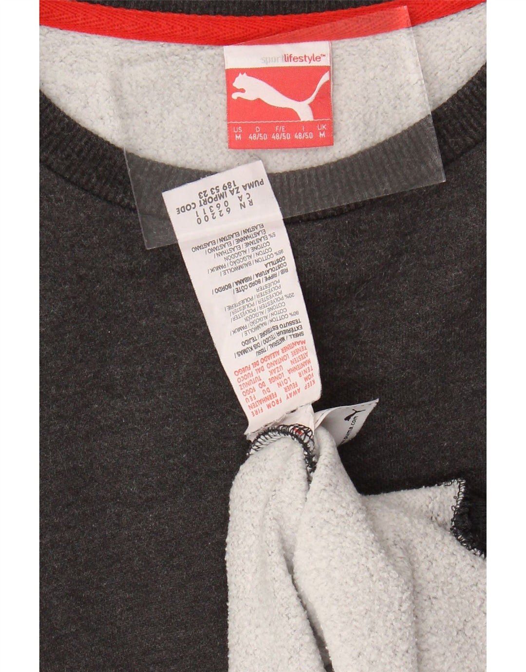 Felpa PUMA da uomo in cotone grigio medio