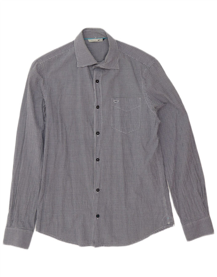 Camicia da uomo Gas Small in cotone a quadretti blu navy
