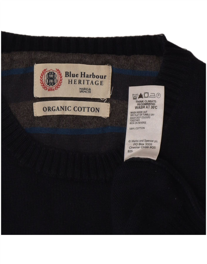 Maglione maglione girocollo da uomo Marks & Spencer cotone medio blu navy