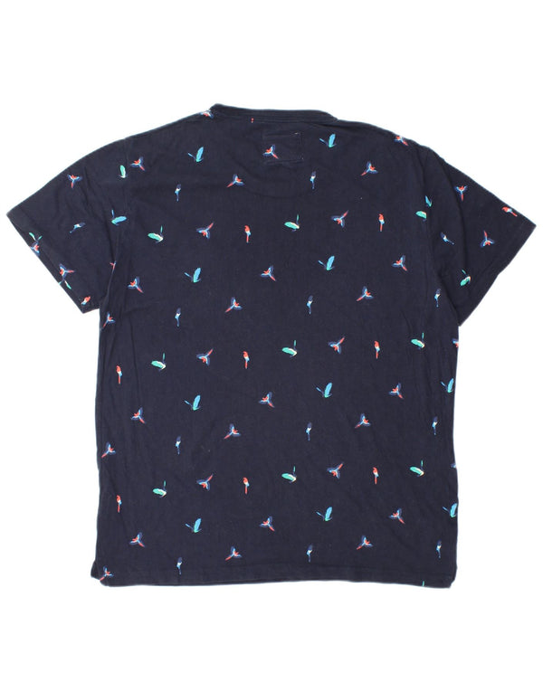 T-shirt grafica da uomo Superdry Top 2XL in cotone blu navy con uccelli