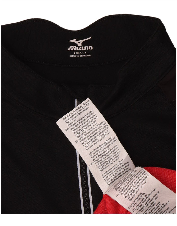 Mizuno Uomo Zip Neck Pullover Tuta Top Small Nero Colourblock