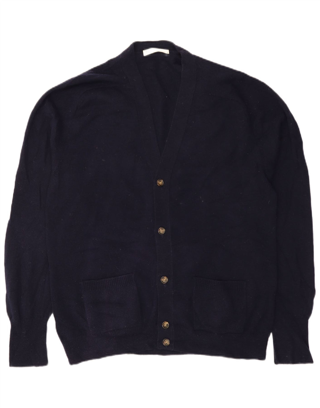 Maglione cardigan da uomo Marks & Spencer IT 52/54 Large blu navy in lana d'agnello