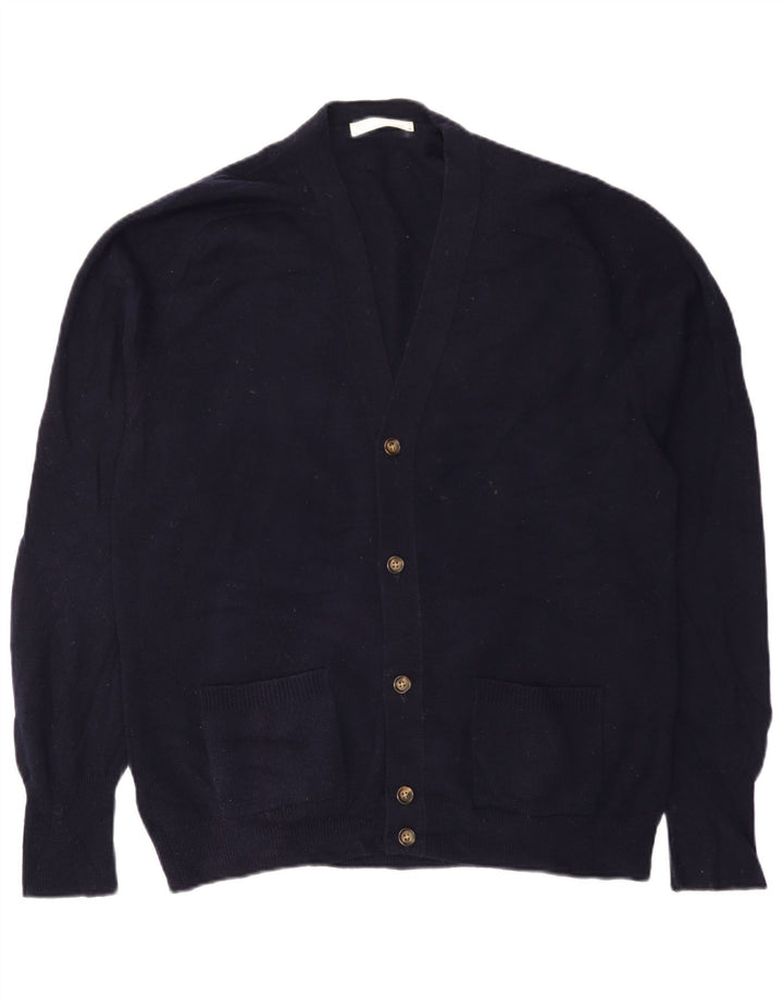 Maglione cardigan da uomo Marks & Spencer IT 52/54 Large blu navy in lana d'agnello