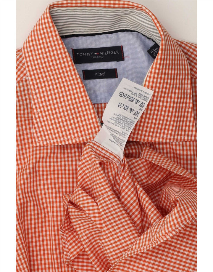 Camicia aderente da uomo Tommy Hilfiger taglia 40 15 1/2 percalle arancione medio