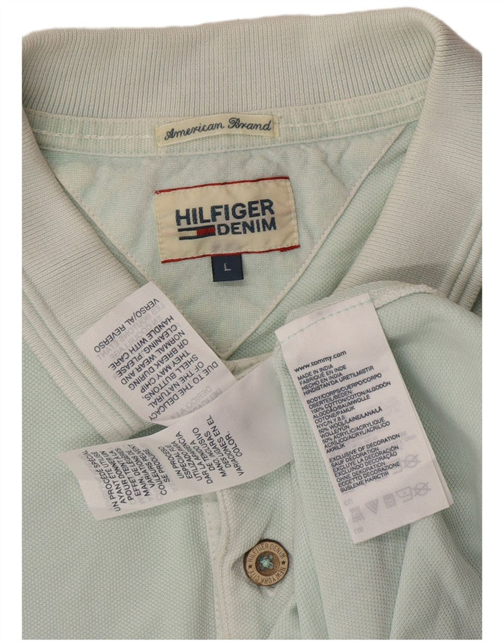 TOMMY HILFIGER Polo grafica da uomo grande in cotone blu