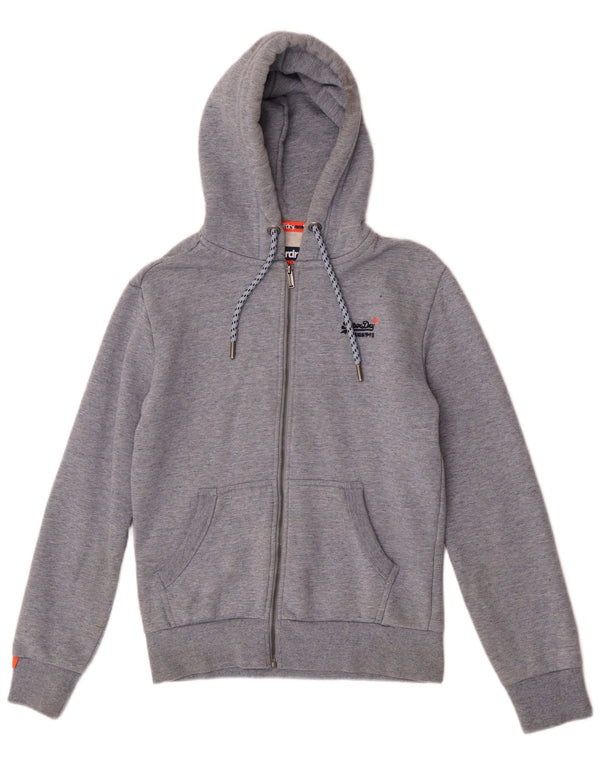 Maglione con cappuccio e zip da uomo Superdry piccolo in cotone grigio