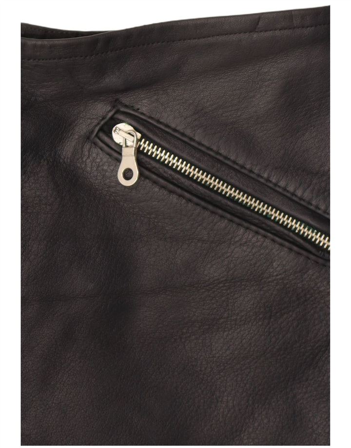 Mini gonna in pelle vintage da donna W28 media nera