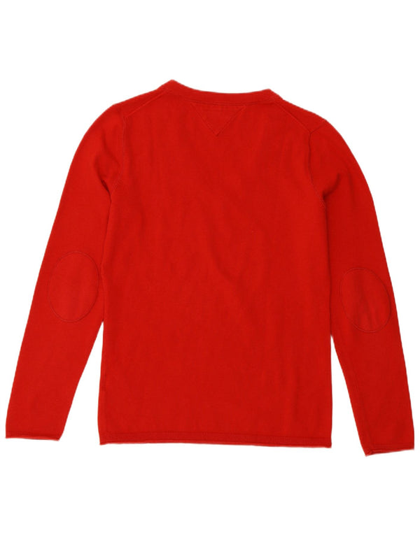 Maglione maglione con scollo a V da donna Tommy Hilfiger UK 14 grande cotone rosso