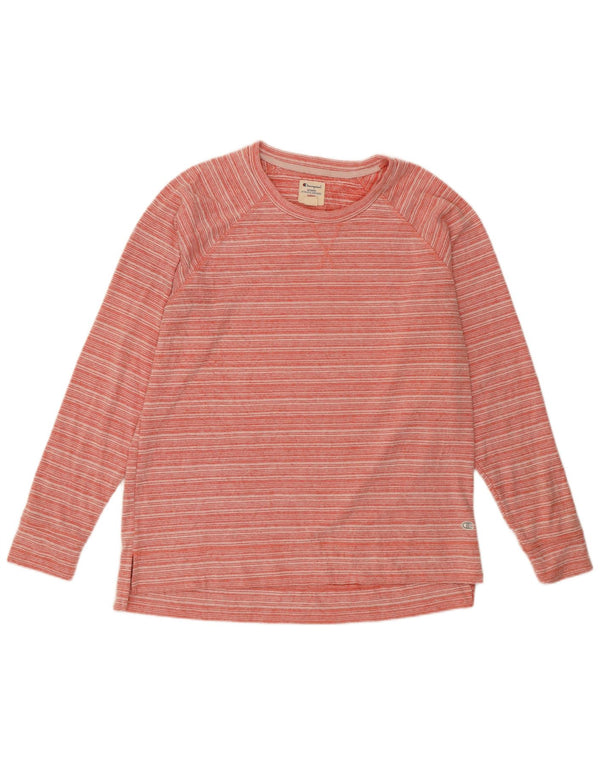 Top da donna a maniche lunghe Champion UK 16 cotone a righe grandi rosa