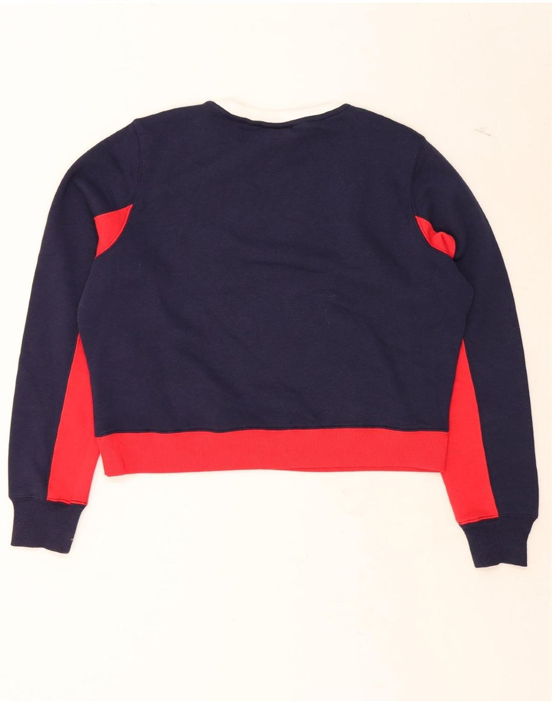 FILA Womens Oversized Crop Sweatshirt Jumper UK 14 Large  Navy Blue Vintage Fila and Second-Hand Fila from Messina Hembry 