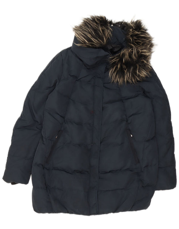 Giacca imbottita da donna Zara UK 14 poliestere blu navy medio