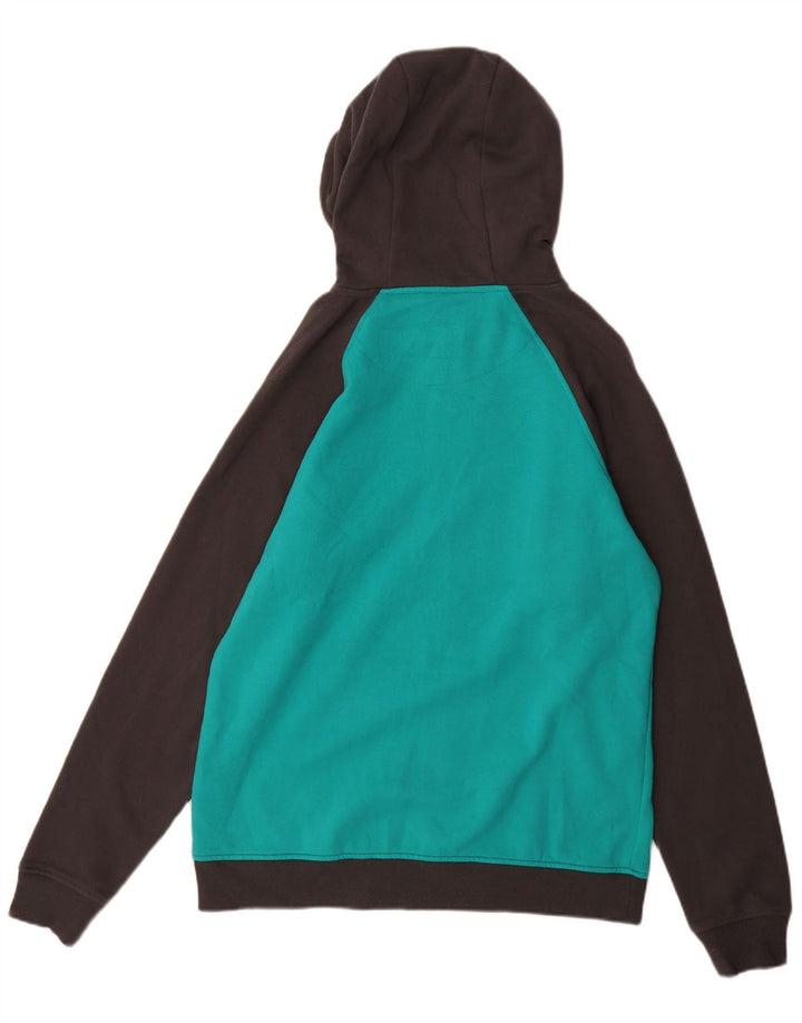 ANIMAL Maglione con cappuccio e zip da uomo grande in cotone color block turchese