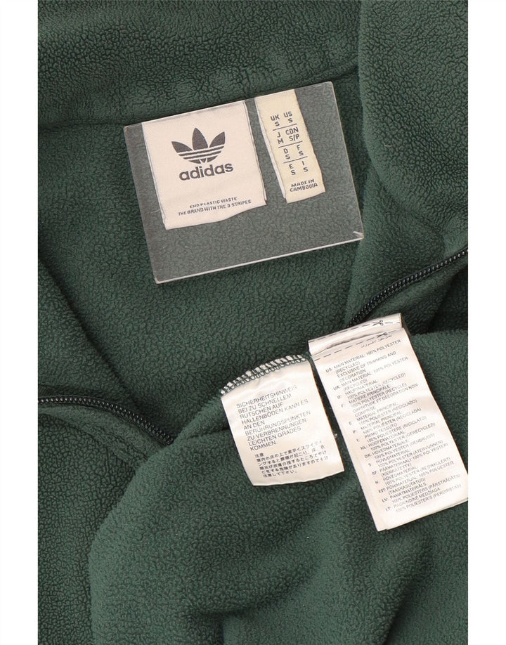 Maglione in pile Adidas da uomo con zip e collo piccolo in poliestere verde