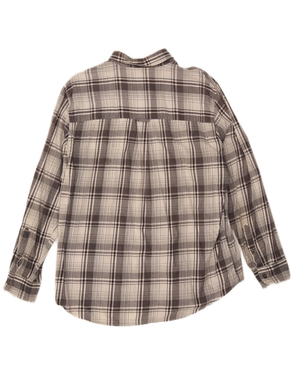 Chaps Camicia da uomo in flanella di cotone a quadri grigi grandi
