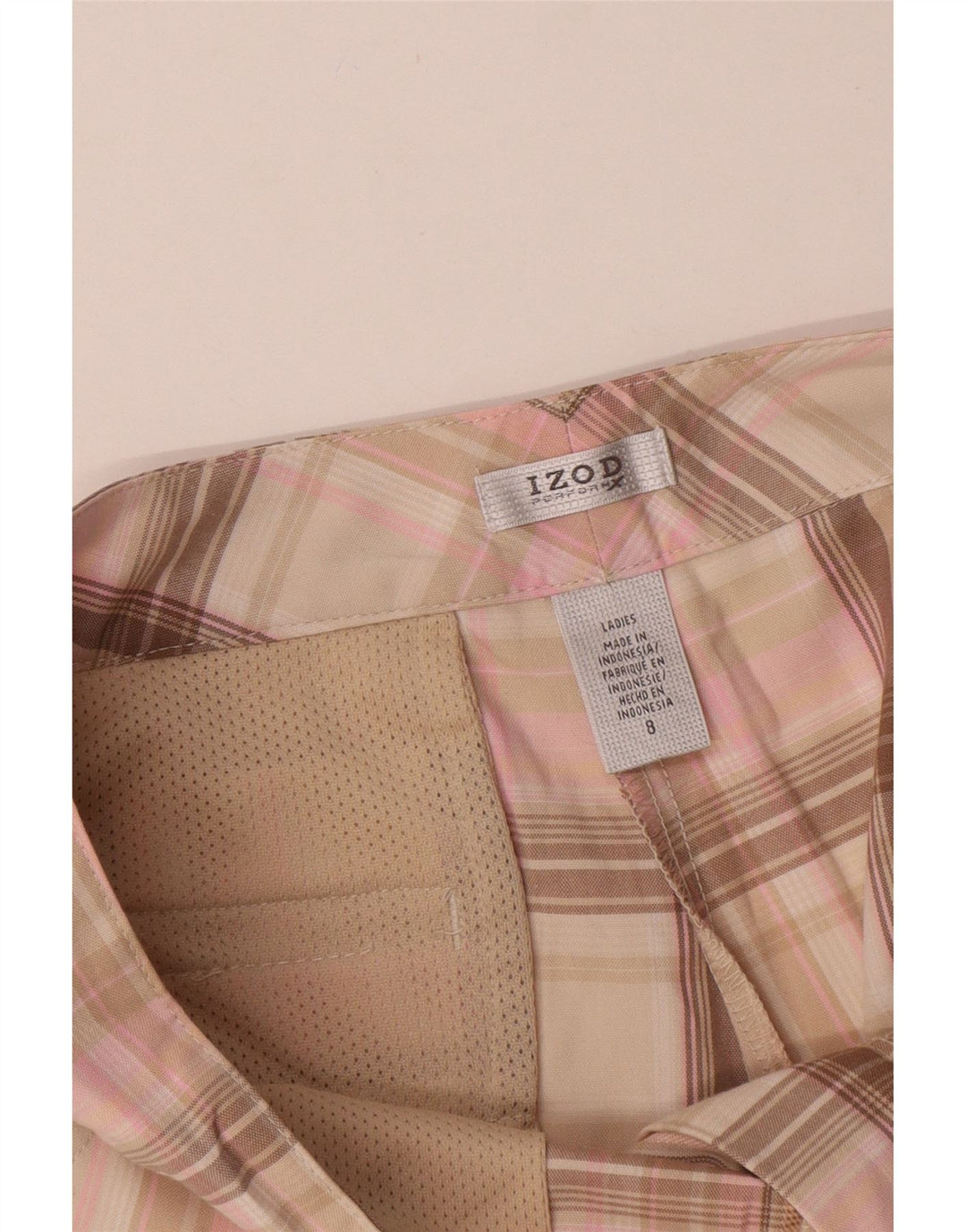 Pantaloncini chino da donna Izod US 8 Medium W32 Poliestere a quadri rosa