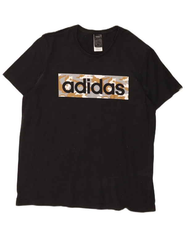 T-shirt grafica da uomo Adidas Top XL in cotone nero