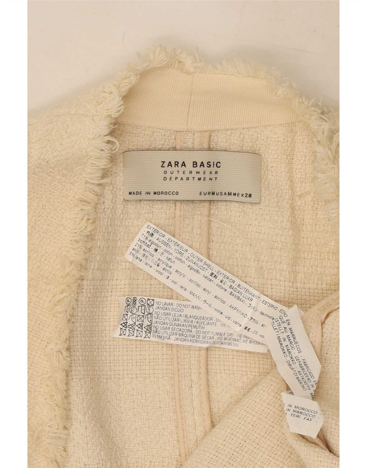 Cappotto aperto da donna Zara UK 12 cotone bianco sporco medio
