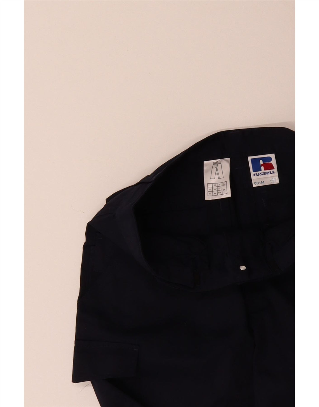 RUSSELL ATHLETIC Mens Straight Cargo Trousers W32 L32 Navy Blue Polyester Vintage Russell Athletic and Second-Hand Russell Athletic from Messina Hembry 
