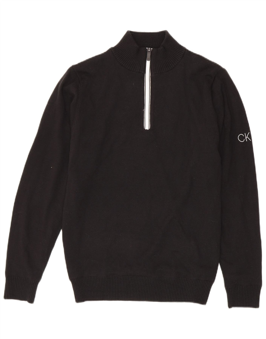 Calvin Klein Uomo Maglione con zip sul collo Piccolo cotone nero