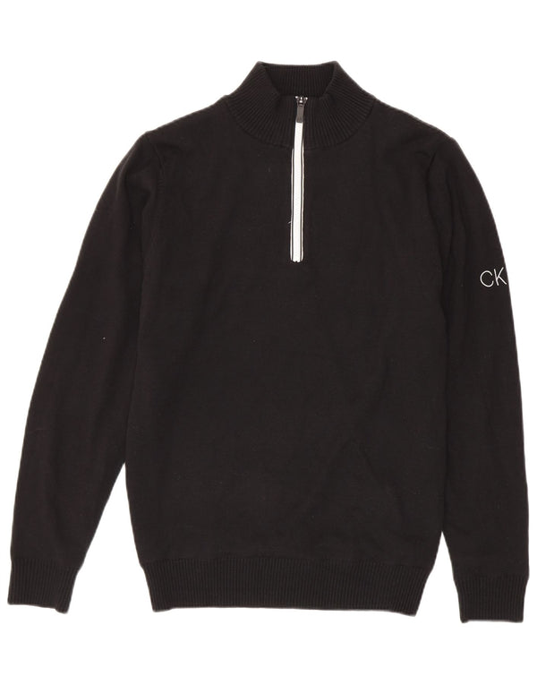 Calvin Klein Uomo Maglione con zip sul collo Piccolo cotone nero