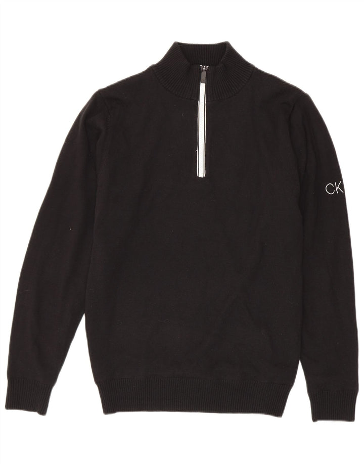 Calvin Klein Uomo Maglione con zip sul collo Piccolo cotone nero