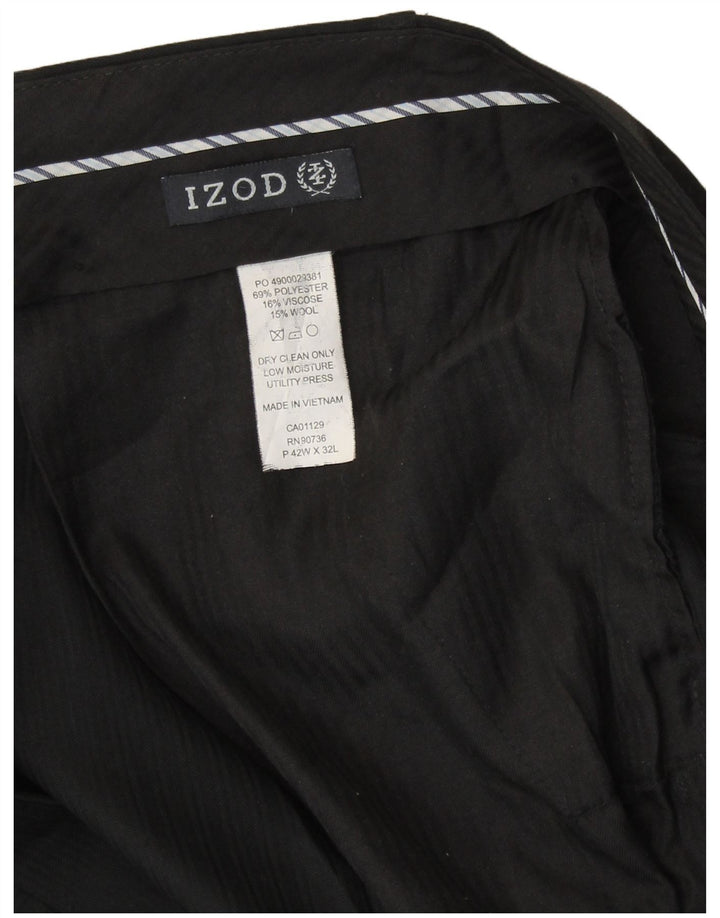 Pantaloni da completo da uomo con pegging Izod W42 L32 poliestere nero