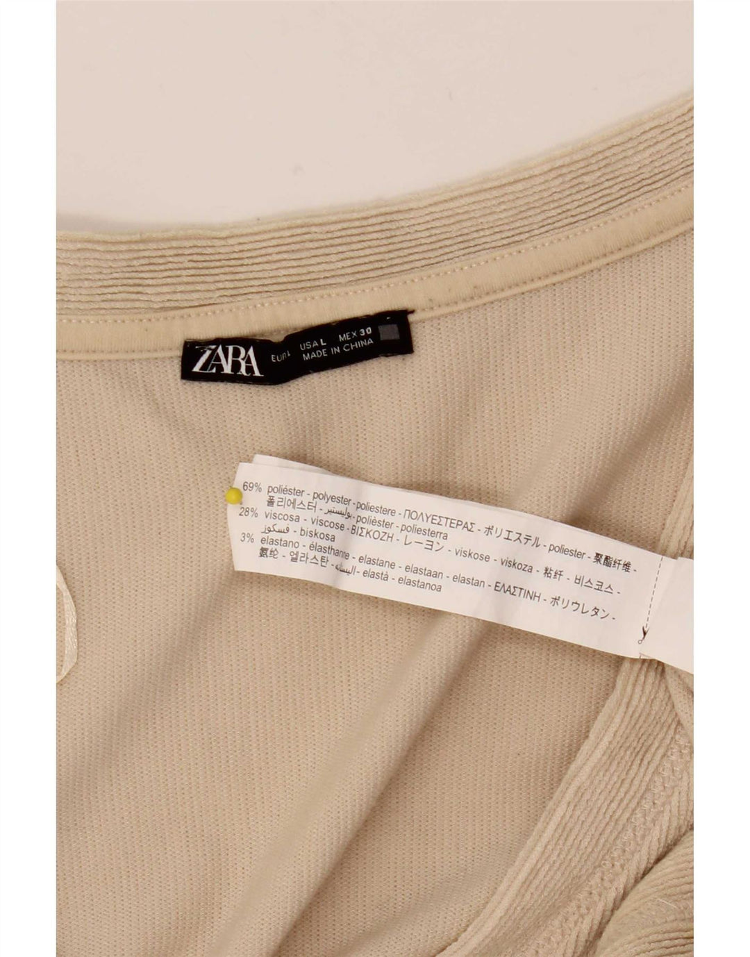 Top cardigan corto da donna Zara UK 16 grande poliestere beige
