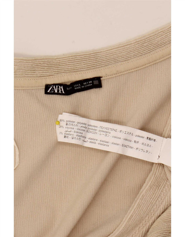 Top cardigan corto da donna Zara UK 16 grande poliestere beige