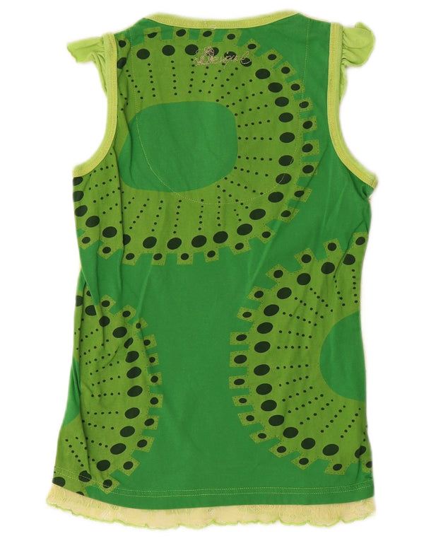 Desigual Gilet grafico da donna Top UK 12 Cotone geometrico verde medio
