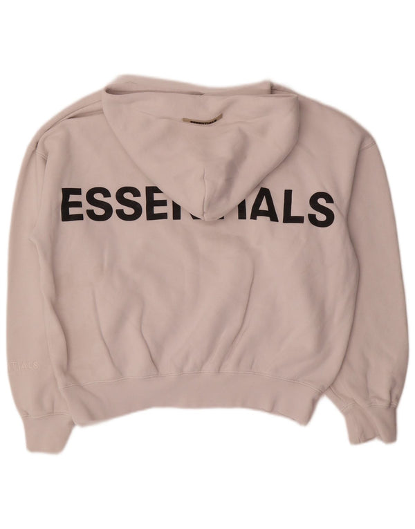 Felpa con cappuccio oversize con grafica da donna Essentials UK 2 2XS Cotone bianco