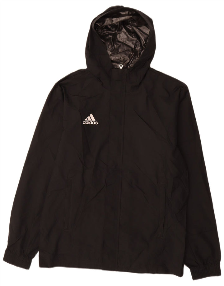 Giacca antipioggia da uomo Adidas con cappuccio UK 36 Small Nero Poliestere