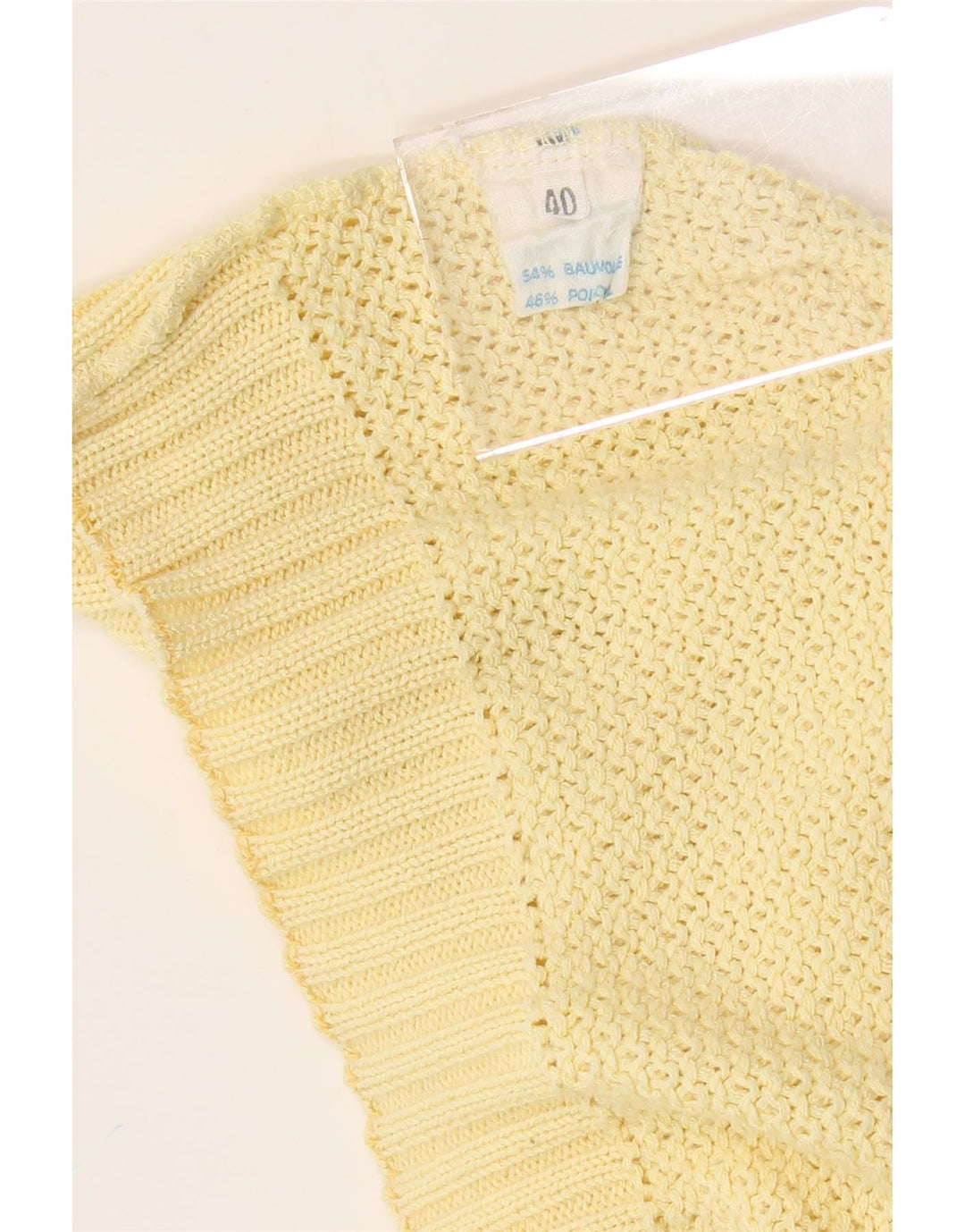 Maglione oversize da donna VINTAGE con scollo a V IT 40 piccolo in cotone giallo