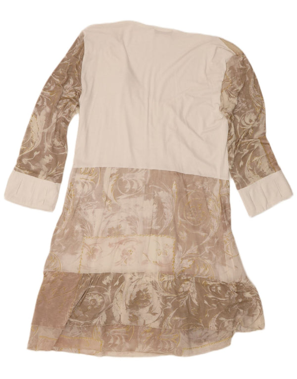 Abito a trapezio da donna con maniche a 3/4 Elisa Cavaletti UK 12 Paisley marrone medio
