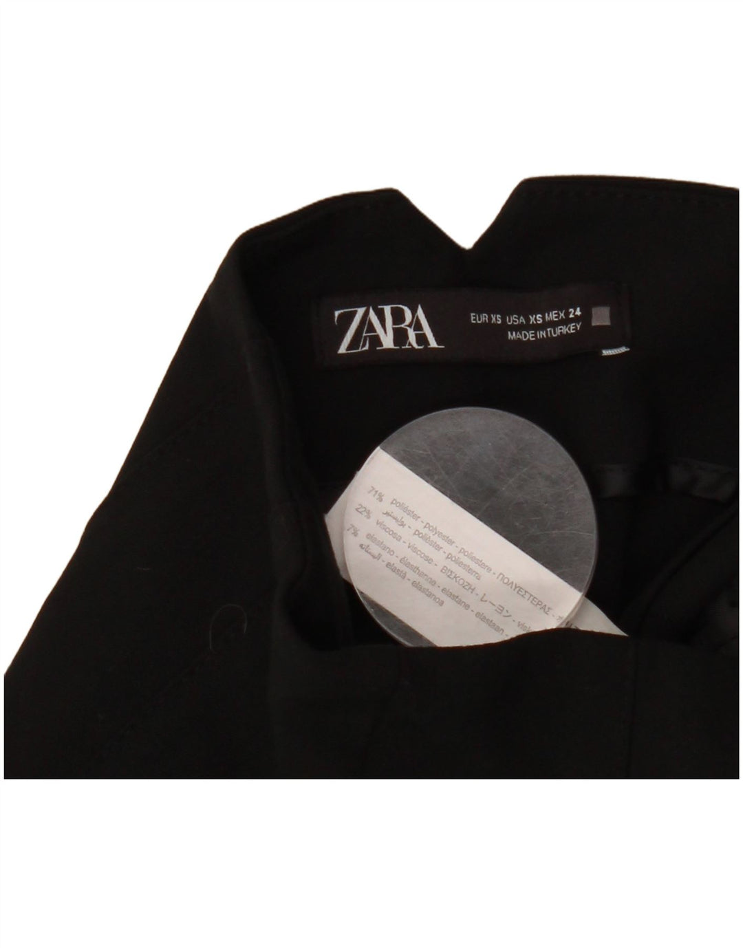 Pantaloni da completo a vita alta da donna ZARA XS W24 L26 poliestere nero