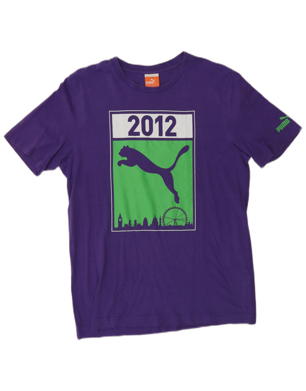 T-shirt grafica da uomo Puma Top Small in cotone viola