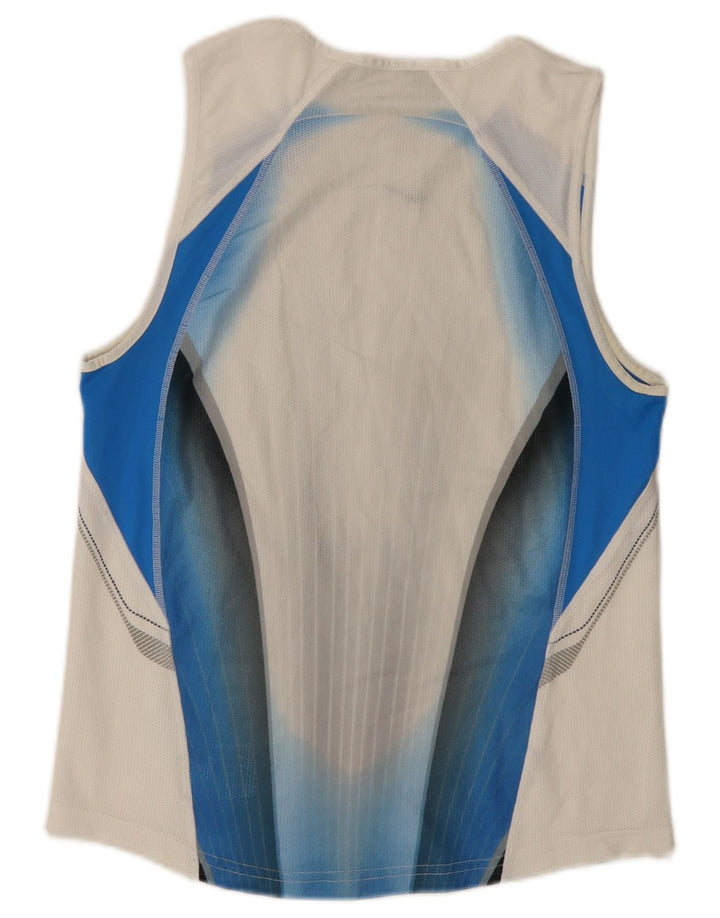 Canotta Nike Dri Fit da uomo, piccola, in poliestere color block bianco