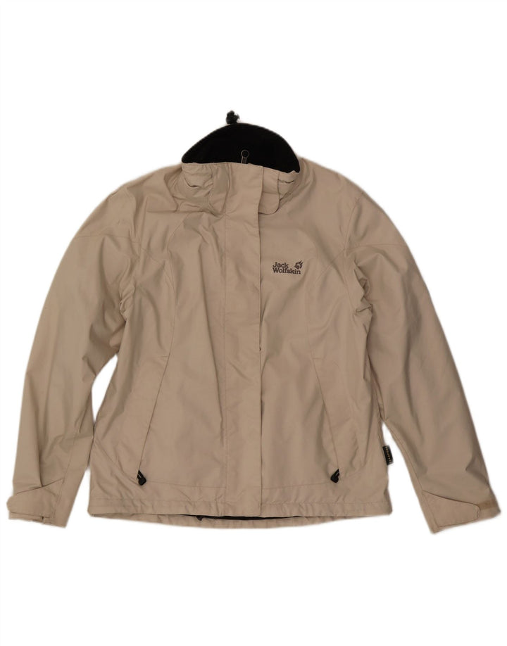 JACK WOLFSKIN Giacca antipioggia da donna UK 12 Poliestere beige medio