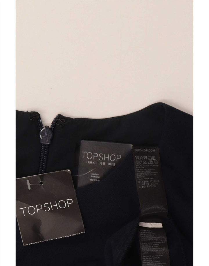 Topshop Abito tubino senza maniche da donna UK 12 Poliestere blu navy medio
