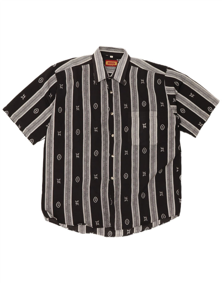 Camicia a maniche corte da uomo Cassera XL poliestere geometrico nero