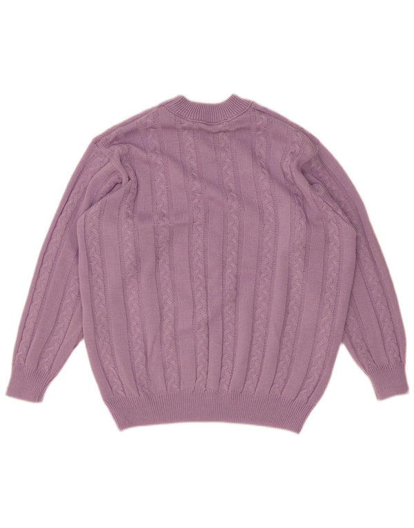 Maglione maglione girocollo da donna vintage UK 16 grande poliacrilico viola
