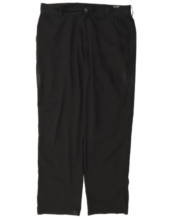 Adidas Mens Straight Chino Trousers W36 L30 Black Polyester