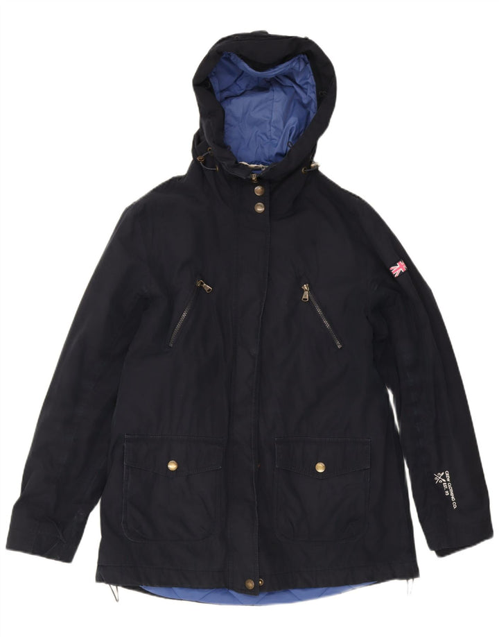 Crew Clothing Giacca a vento con cappuccio da donna UK 14 Large Blu Navy