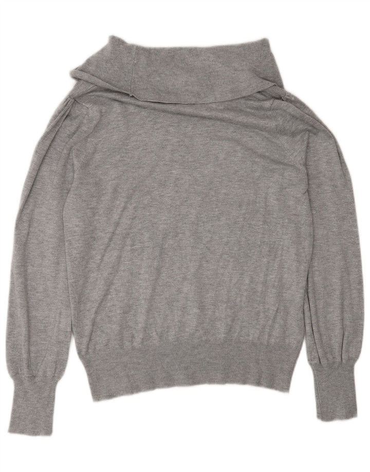 Maglione maglione a collo alto da donna Marks & Spencer UK 12 Viscosa grigio medio