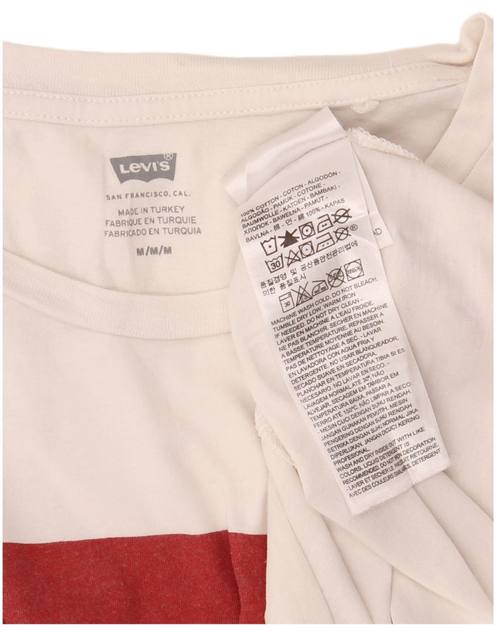 T-shirt grafica da donna LEVI'S Top UK 12 cotone bianco medio