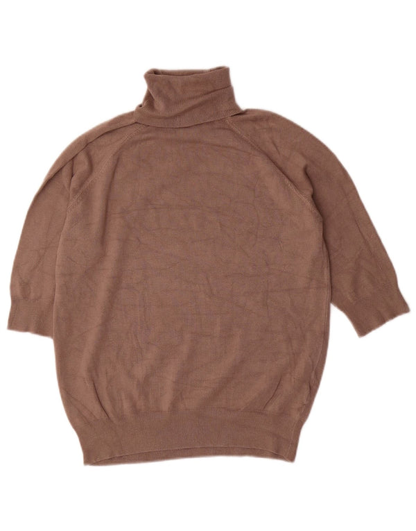 Maglione corto a collo alto con maniche corte a mezza manica da donna Zara UK 14 Marrone medio