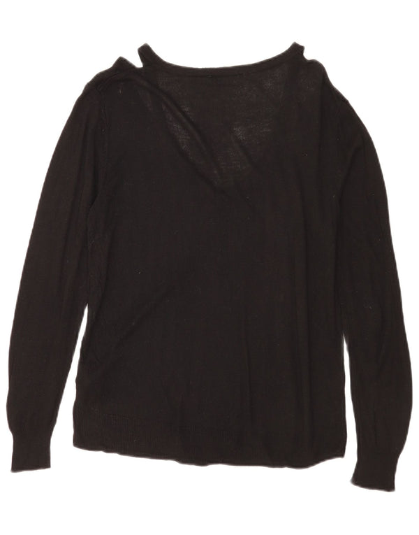 Maglione Zara da donna con scollo a V UK 14 viscosa nera media