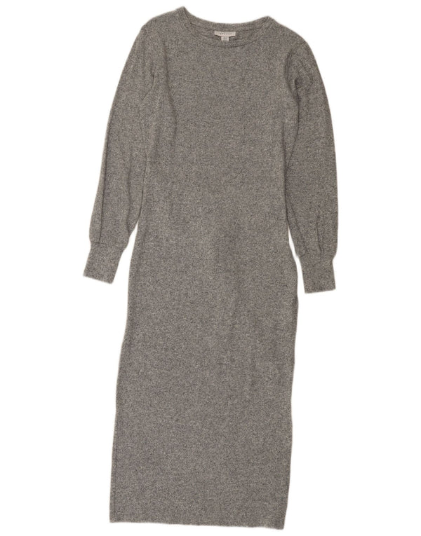 Abito maglione da donna Topshop UK 8 piccola viscosa screziata grigia