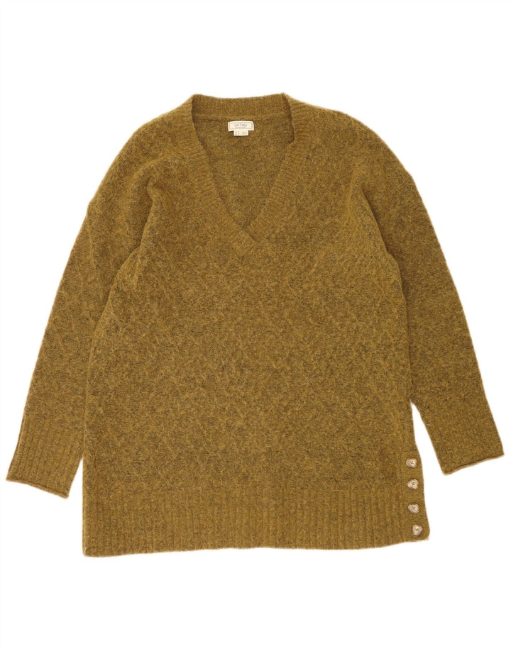 Maglione maglione con scollo a V da donna Fat Face UK 14 Grande poliestere kaki