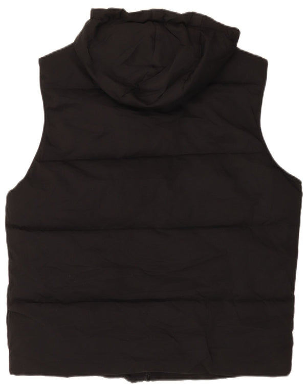 Zara Mens Hooded Padded Gilet UK 38 Medium Black Polyester