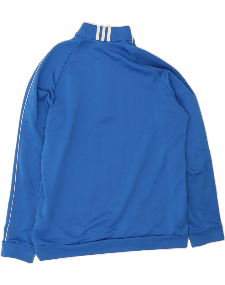 ADIDAS Mens Zip Neck Sweatshirt Jumper Large Blue Polyester Vintage Adidas and Second-Hand Adidas from Messina Hembry 